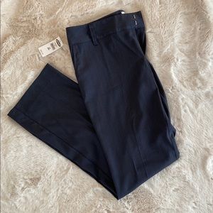 Navy blue pants just below waist straight regular size 10 w/ back flap pockets